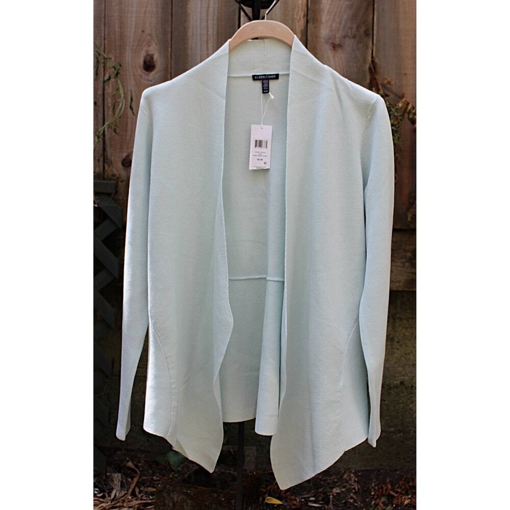 New w/Tags Eileen Fisher ICE BLUE -Angle Jacket in Peruvian Cotton Interlock Med